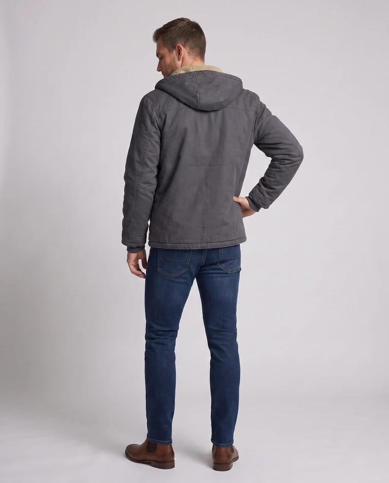 Männer gefütterter Canvas-Hoodie mit vollständiger Sherpa-Fütterung und Kordelzug Nord Taschen