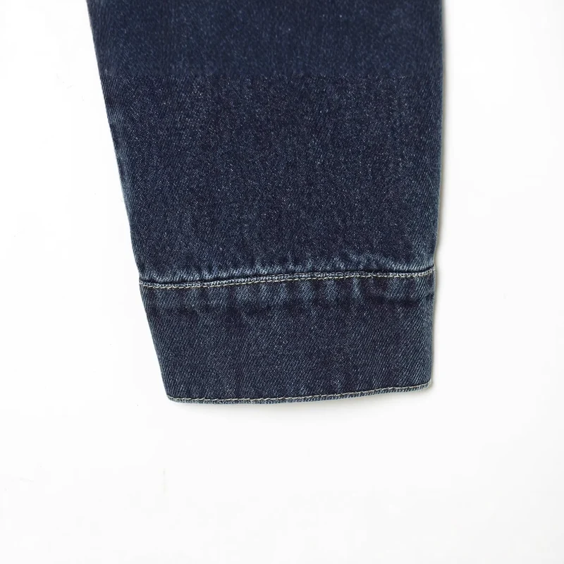 Herren Cropped-Boxy-Jeansjacke mit Lederbesatz an den Schultern Nord Taschen