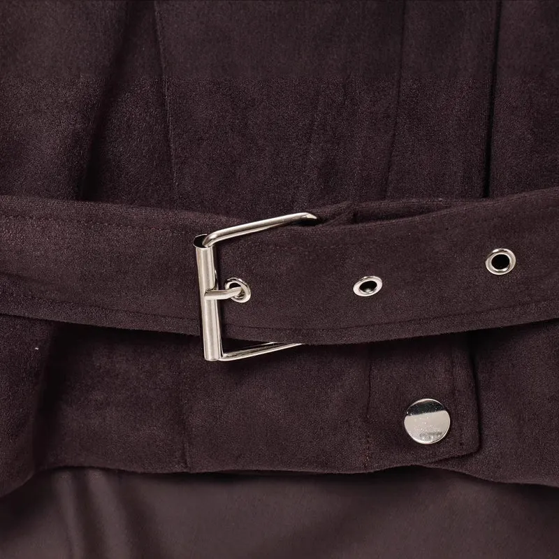 Damen Kurzjacke aus Veloursimitat mit Taillengürtel, kastigem Schnitt und Reißverschlusstaschen Nord Taschen