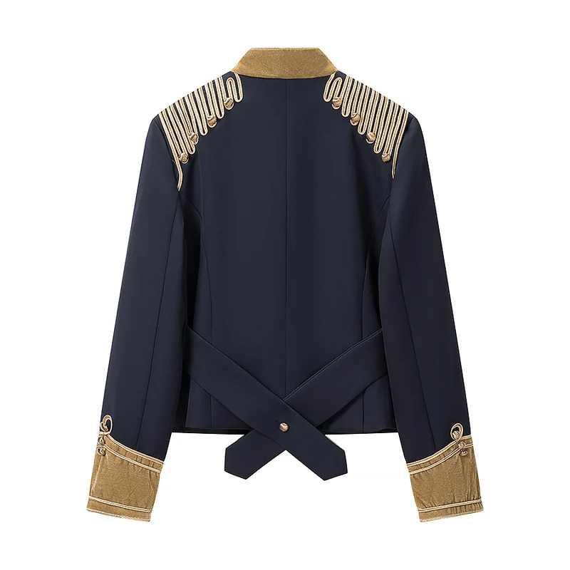 Damen Militärisch inspirierte kurze Gala-Jacke mit Goldverzierung Nord Taschen