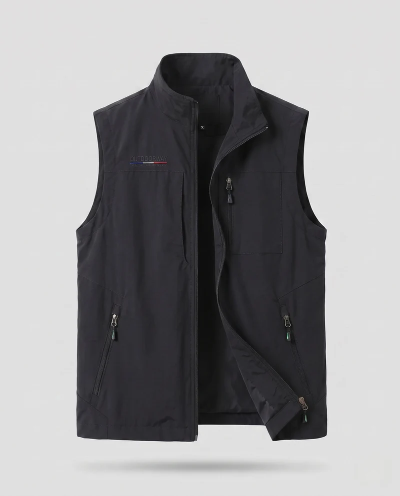 Leichtgewichtige Utility-Weste für Herren mit Reißverschlusstaschen und Stehkragen Nord Taschen