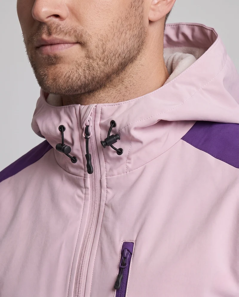 Leichte, wasserabweisende Herren-Hoodie-Softshell-Jacke mit Kontraststreifen und Brustreißverschluss Nord Taschen