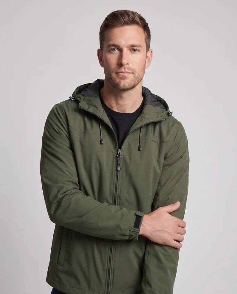 Herren leichte wind- und wasserabweisende Kapuzenjacke mit verstellbarer Kapuze und Reißverschlusstaschen Nord Taschen