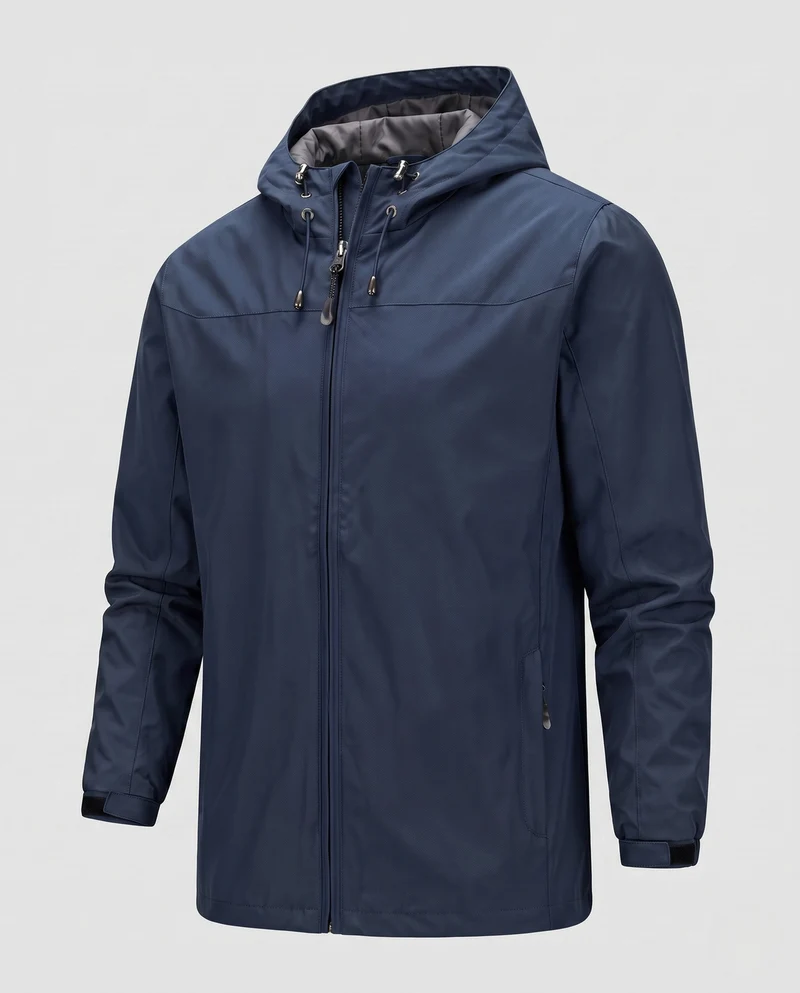 Herren leichte wind- und wasserabweisende Kapuzenjacke mit verstellbarer Kapuze und Reißverschlusstaschen Nord Taschen