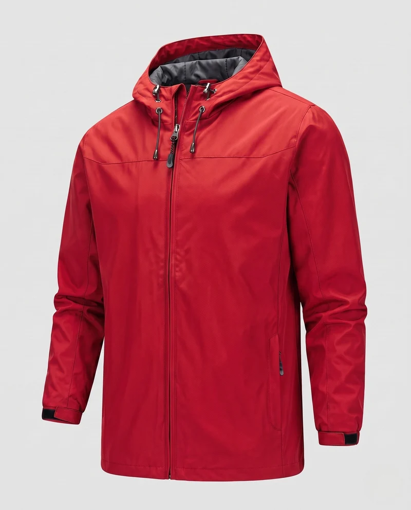 Herren leichte wind- und wasserabweisende Kapuzenjacke mit verstellbarer Kapuze und Reißverschlusstaschen Nord Taschen