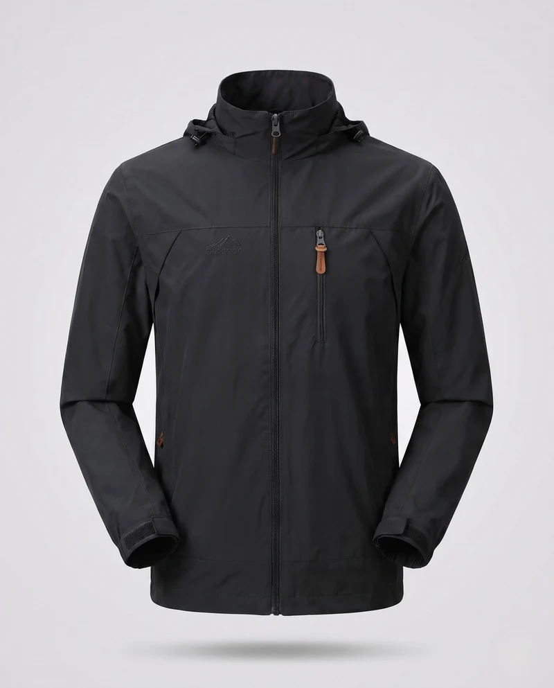 Leichte winddichte Herrenjacke mit Kapuze und Brustreißverschluss sowie verstaubarer Kapuze Nord Taschen