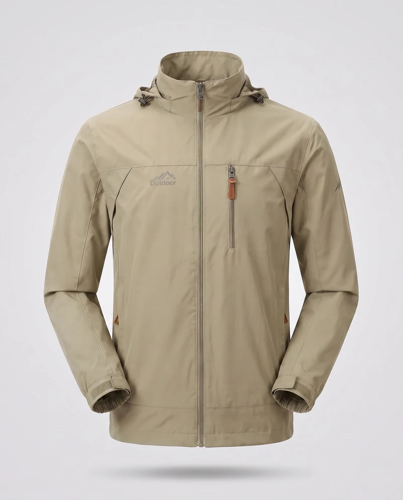 Leichte winddichte Herrenjacke mit Kapuze und Brustreißverschluss sowie verstaubarer Kapuze Nord Taschen