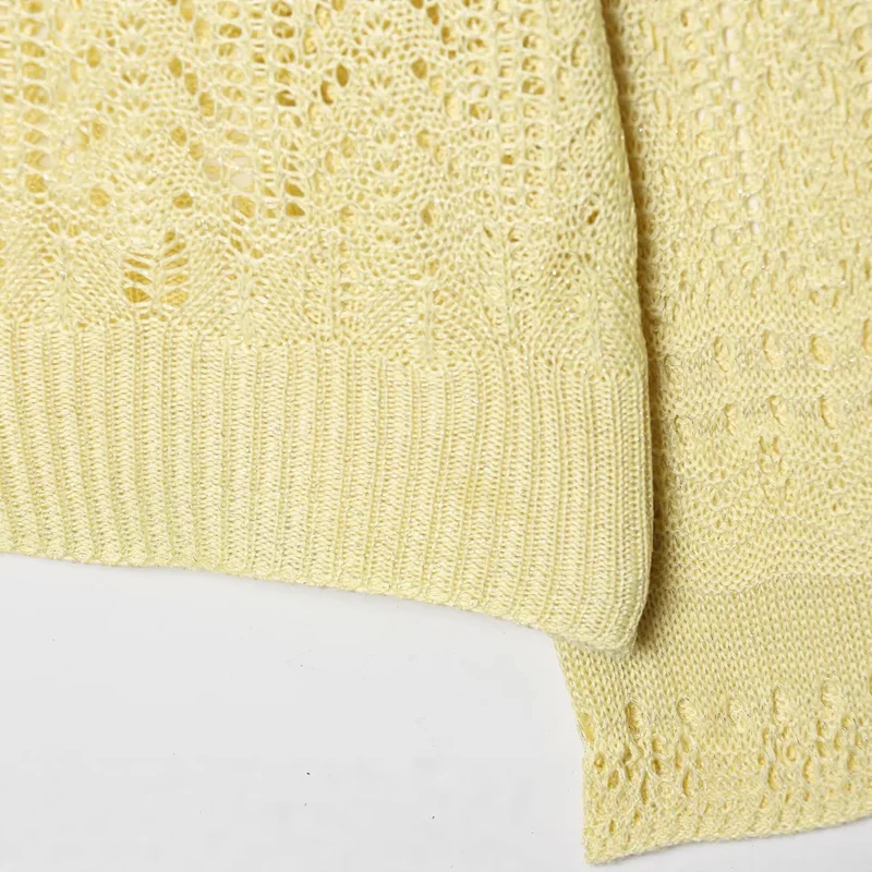 Damen Leichter Ajourstrick-Pullover mit Rundhalsausschnitt und Boxy-Cropped-Schnitt Nord Taschen