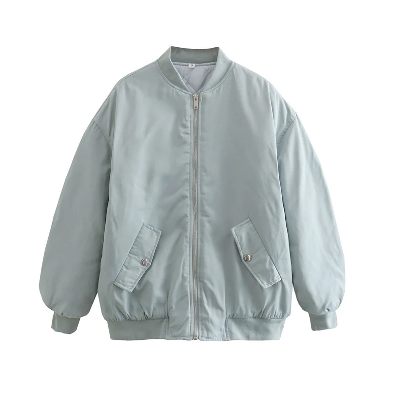 Damen Oversized Bomberjacke im Boxy‑Schnitt mit Reißverschluss, Rippbündchen und Klappentaschen Nord Taschen