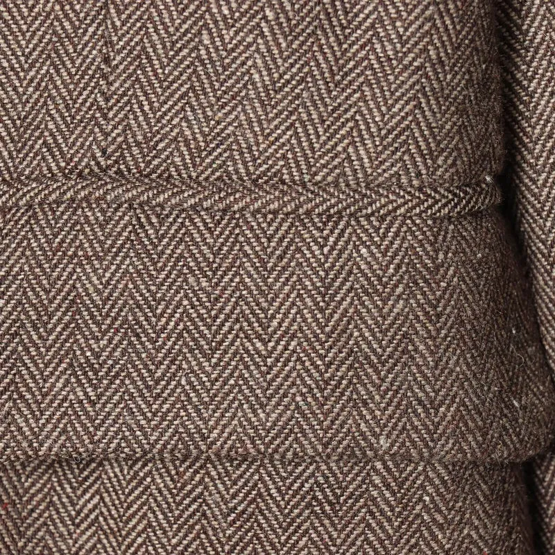 Damen Oversized Blazer-Mantel im Fischgrätmuster mit Taillengürtel Nord Taschen