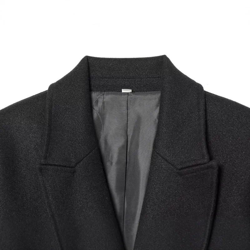 Damen Langer Doppelreihiger Mantel mit schmaler Taillierung und Schalkragen Nord Taschen