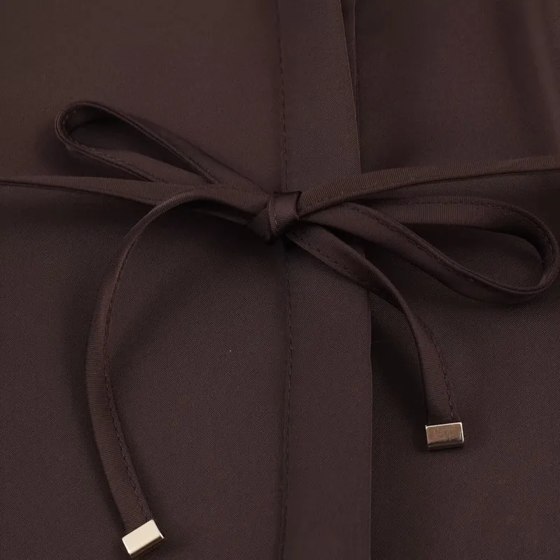 Damen Seidenähnliche Oversize-Hemdjacke mit Tunnelzugtaillierung und breiten Manschetten Nord Taschen