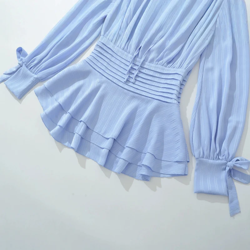 Damen Schulterfreies Off-Shoulder-Blusen- und Plissee-Minirock-Set aus Leichtstoff Nord Taschen