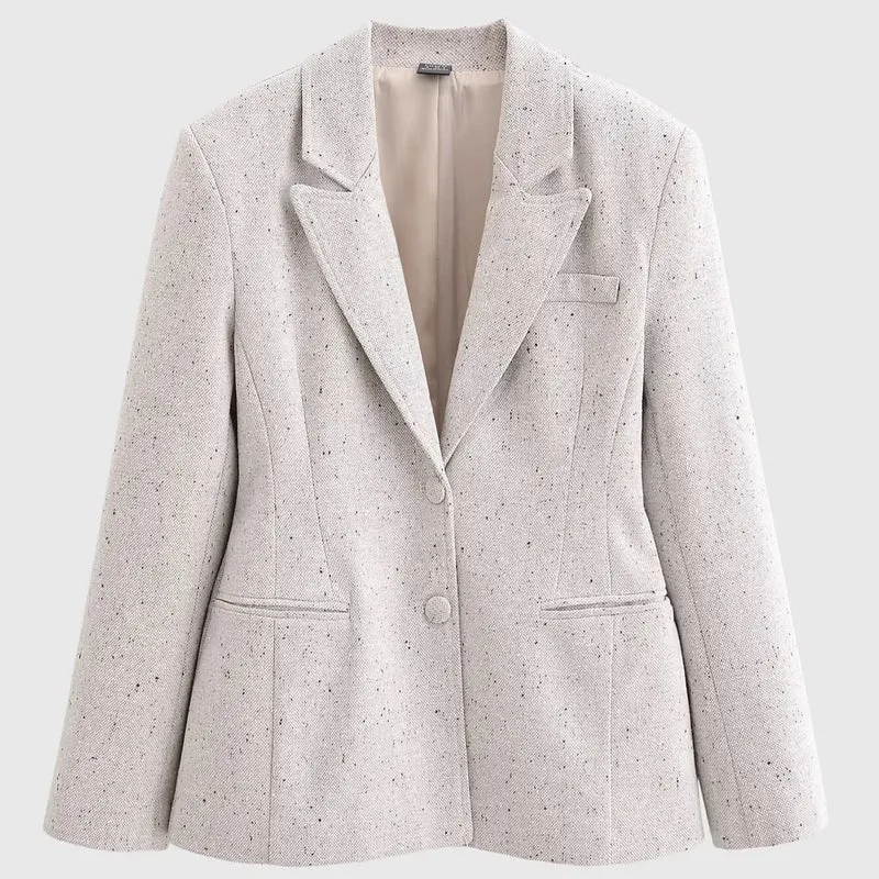 Damen Taillierter Bouclé‑Blazer mit Wiener Nähten und verdeckter Knopfleiste Nord Taschen