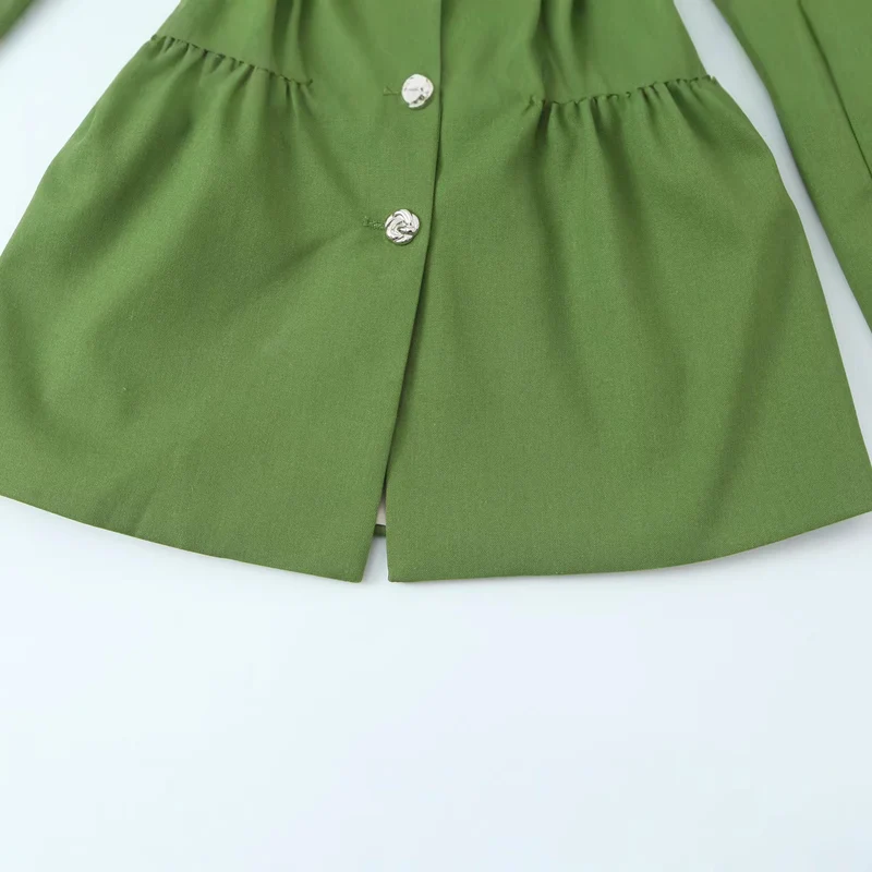 Damen Taillierter Blazer mit Tunnelzug-Taille, Reverskragen und Schmuckknöpfen Nord Taschen