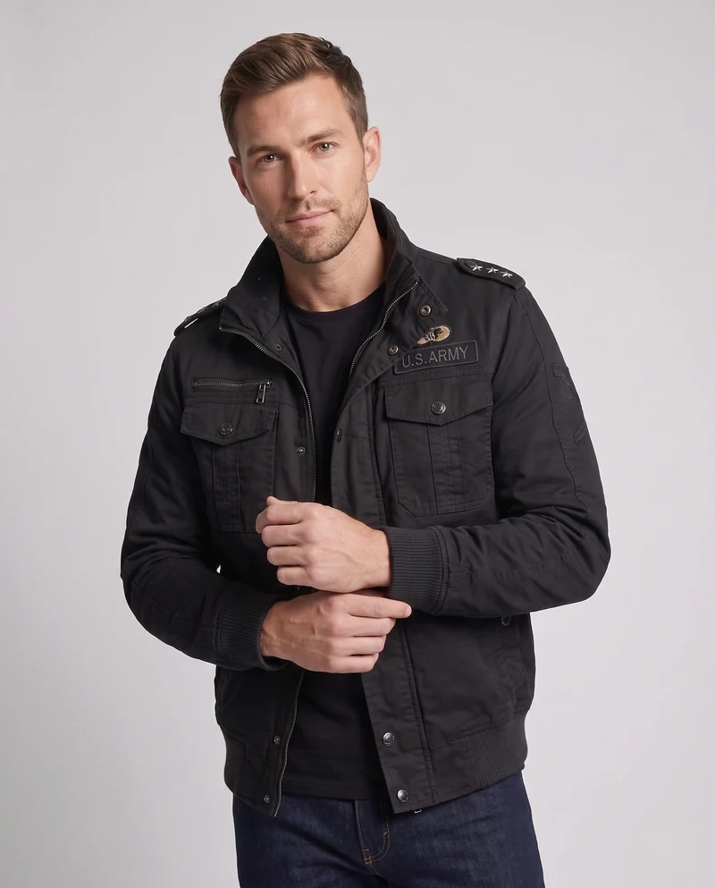 Herren isolierte Feld-Bomberjacke mit Teddy-Fleece-Futter und Patten-Taschen Nord Taschen