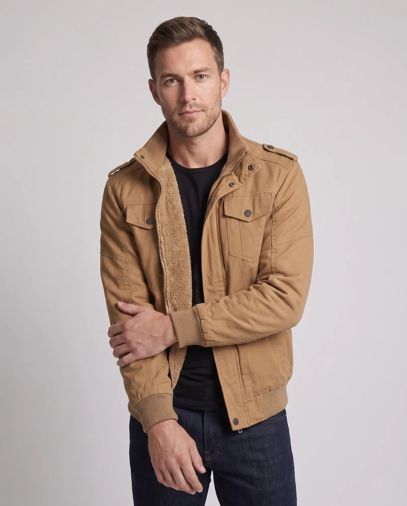 Herren gepolsterte Canvas Flugjacke Nord Taschen