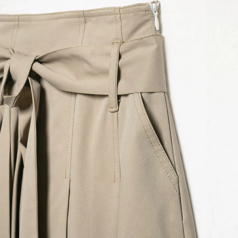 Damen Midirock mit hoher Taille, weitem Godet-Schnitt und Bindegürtel Nord Taschen