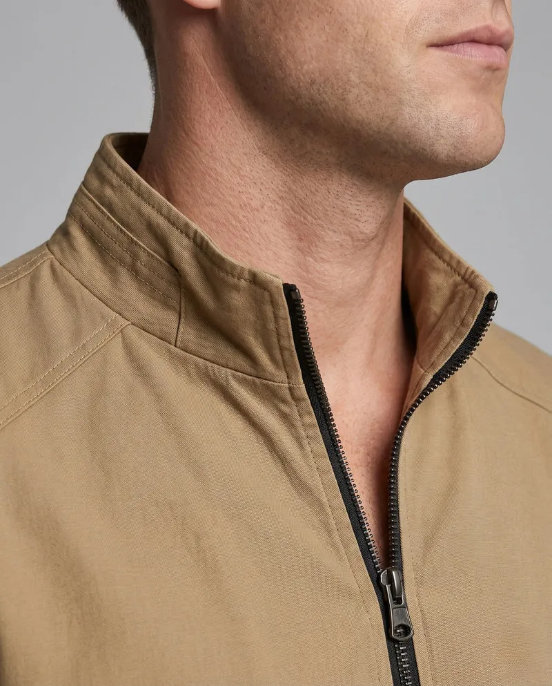 Herren leichte Baumwollmischung Utility-Jacke mit Stehkragen und Reißverschluss Nord Taschen