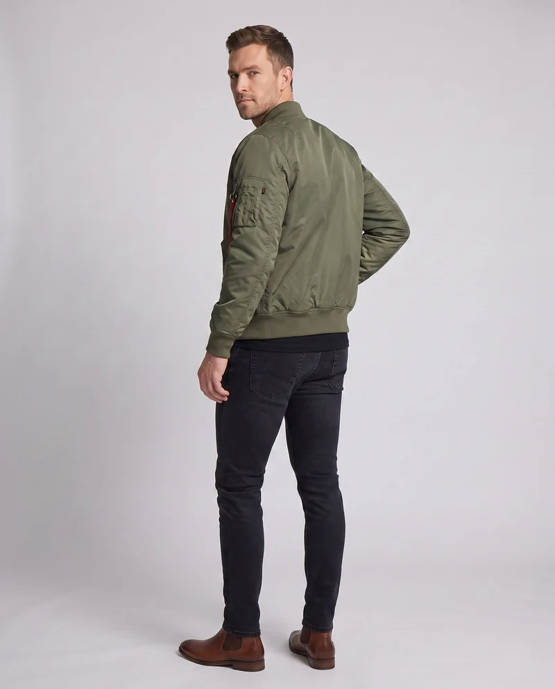 Leichte Bomberjacke für Herren im Aviator-Stil mit kontrastierendem Innenfutter und Armtasche Nord Taschen