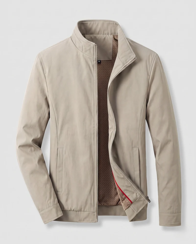 Herren Leichte Bomberjacke mit Teddyfleece-Futter und Stehkragen Nord Taschen