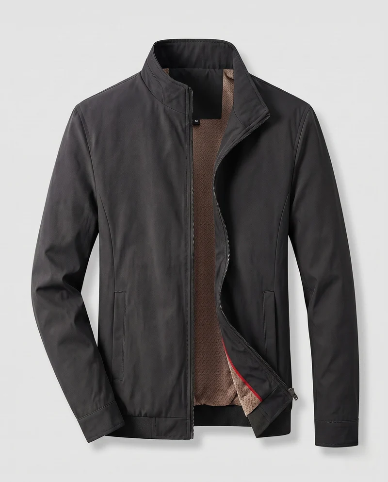 Herren Leichte Bomberjacke mit Teddyfleece-Futter und Stehkragen Nord Taschen