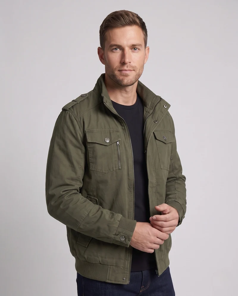 Herren Leichtgewicht Feldblouson mit Stehkragen und Multifunktionstaschen Nord Taschen