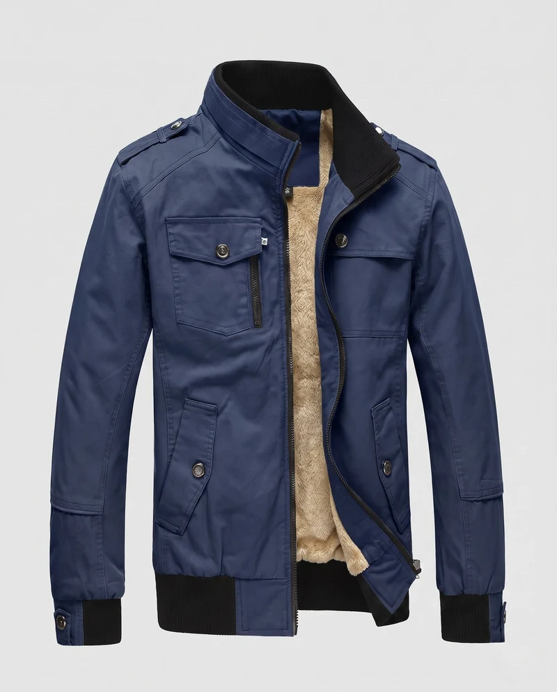 Herren Leichtgewicht Feldblouson mit Stehkragen und Multifunktionstaschen Nord Taschen