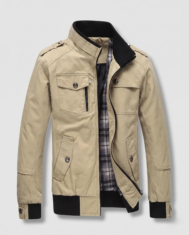 Herren Leichtgewicht Feldblouson mit Stehkragen und Multifunktionstaschen Nord Taschen