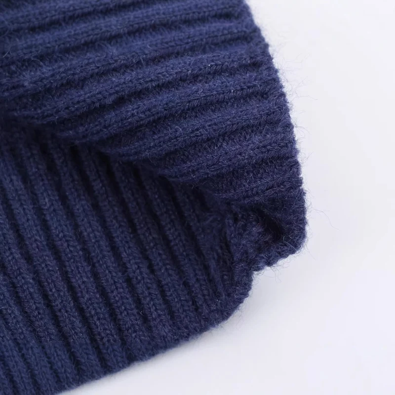 Damen Oversize Zopfstrick-Pullover mit halbem Reißverschluss und Schalkragen Nord Taschen