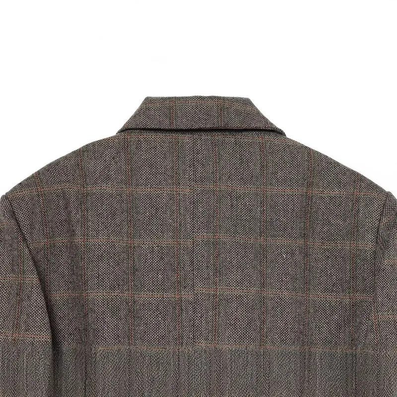 Damen Oversize Wollmix-Blazer mit Glencheck und Ein-Knopf-Verschluss Nord Taschen