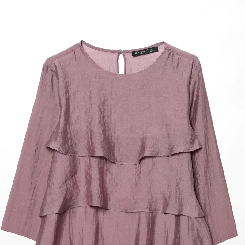 Damen Lagenlook Chiffonbluse mit Volants und asymmetrischem Saum Nord Taschen