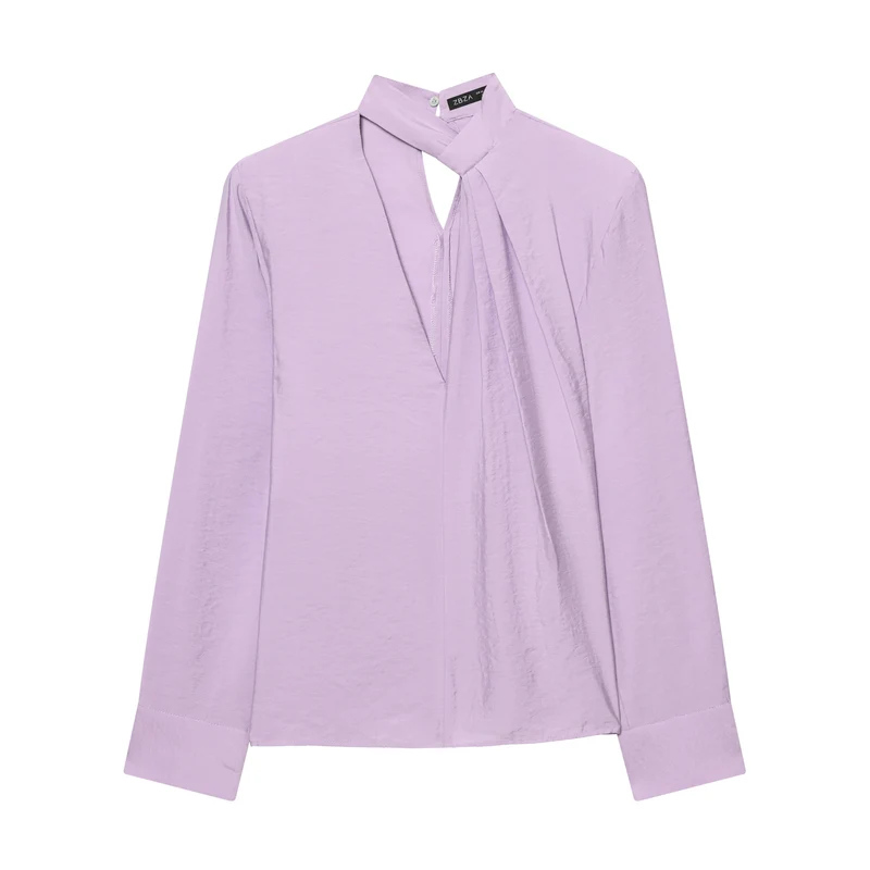 Damen Schlupfbluse mit gebundener Schluppe und tiefem V‑Ausschnitt Nord Taschen