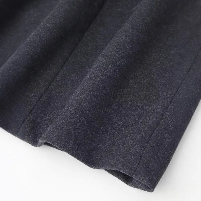 Damen Schlichter Midi-Mantel aus Wollmix mit V‑Kragen, Taillierungsnähten und seitlichen Eingrifftaschen Nord Taschen
