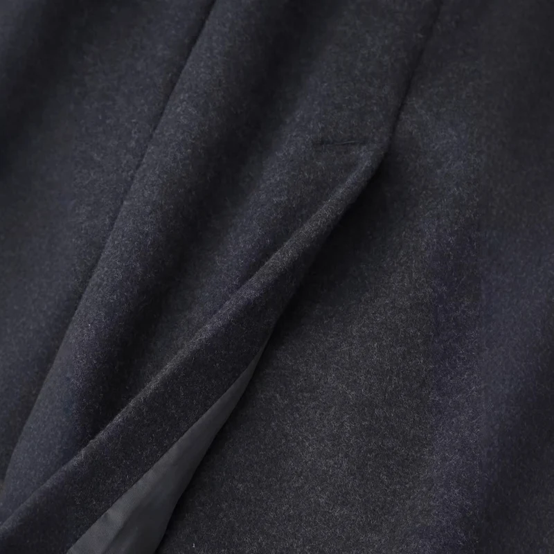 Damen Schlichter Midi-Mantel aus Wollmix mit V‑Kragen, Taillierungsnähten und seitlichen Eingrifftaschen Nord Taschen