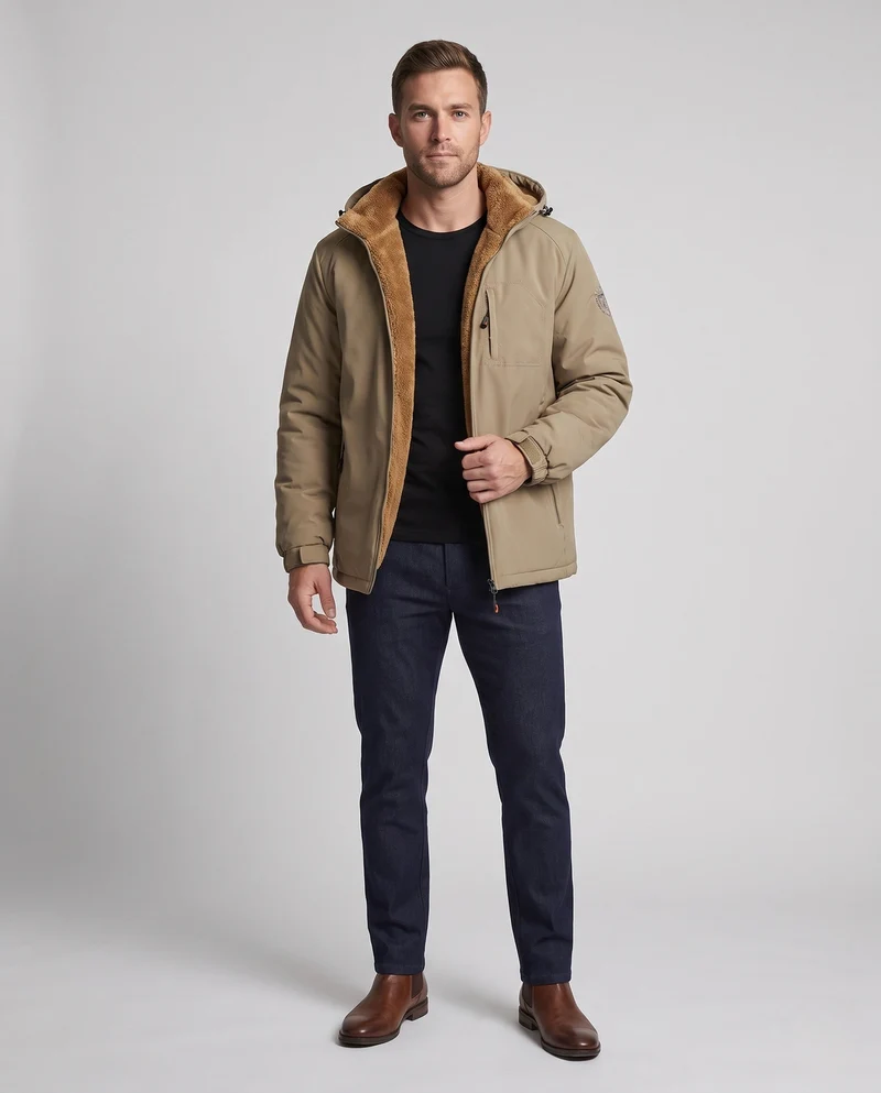 Herren Funktions-Winterjacke mit abnehmbarer Kapuze Nord Taschen