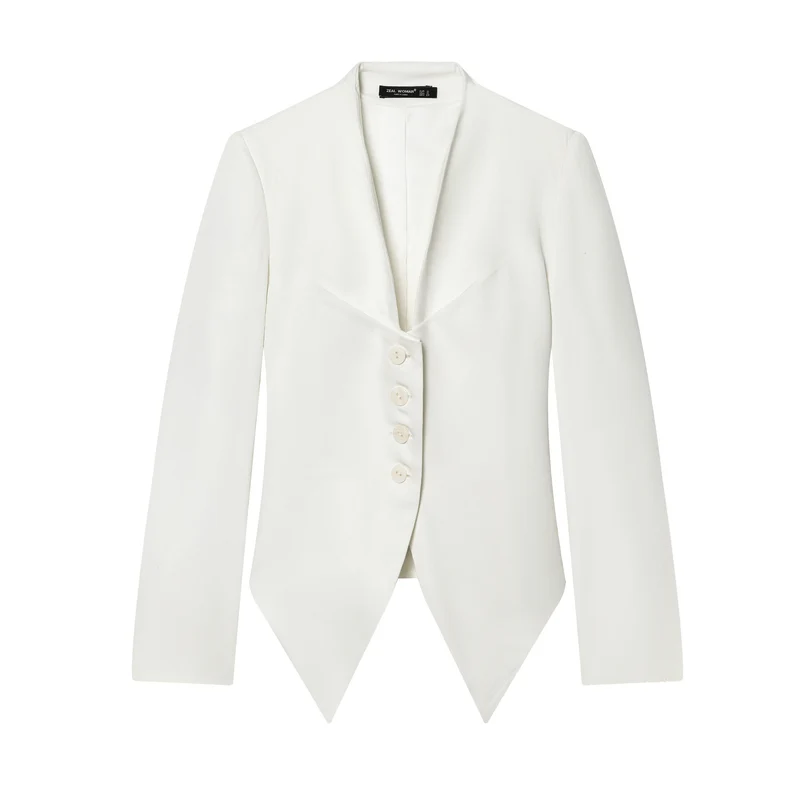 Damen taillierter Blazer mit spitzem Schößchen und tiefem V-Ausschnitt Nord Taschen
