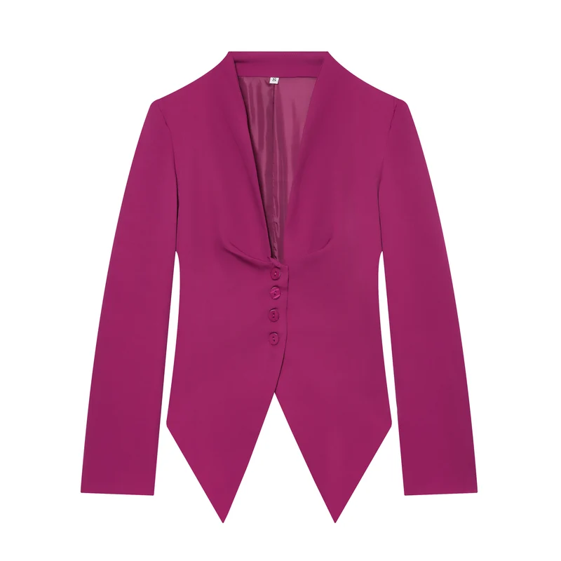Damen taillierter Blazer mit spitzem Schößchen und tiefem V-Ausschnitt Nord Taschen