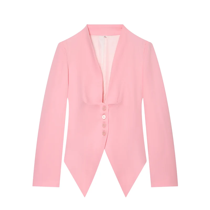 Damen taillierter Blazer mit spitzem Schößchen und tiefem V-Ausschnitt Nord Taschen