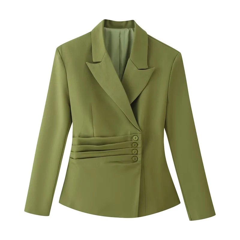 Damen Taillierter Blazer mit seitlichen Faltenbändern und asymmetrischer Knopfleiste Nord Taschen