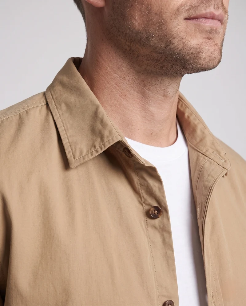 Herrenhemdjacke-Blouson aus Baumwollmischung mit Taillennaht und leichter Canvasstruktur Nord Taschen