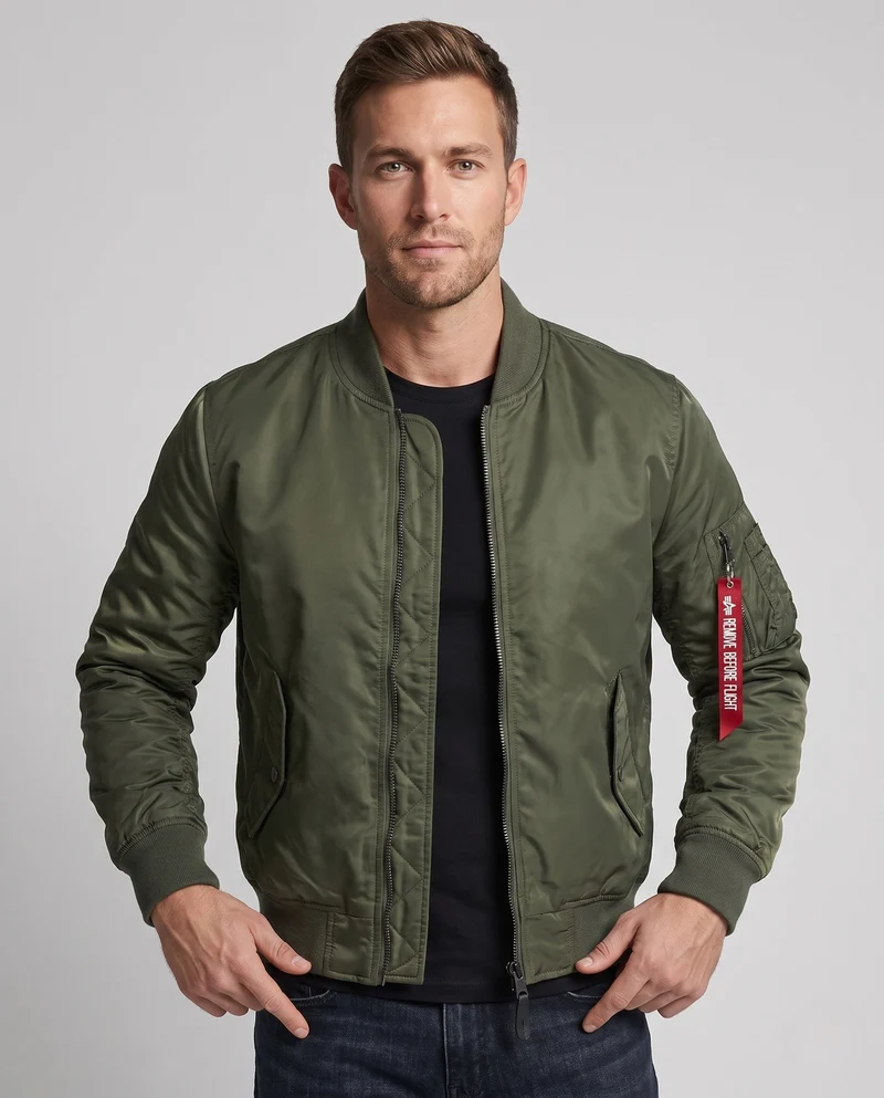 Herren isolierte Pilot-Bomberjacke im Aviation-Stil mit Ärmeltasche und gerippten Bündchen Nord Taschen