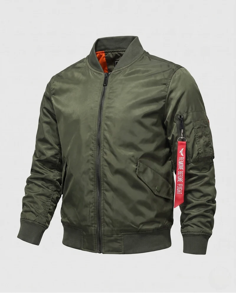 Herren isolierte Pilot-Bomberjacke im Aviation-Stil mit Ärmeltasche und gerippten Bündchen Nord Taschen