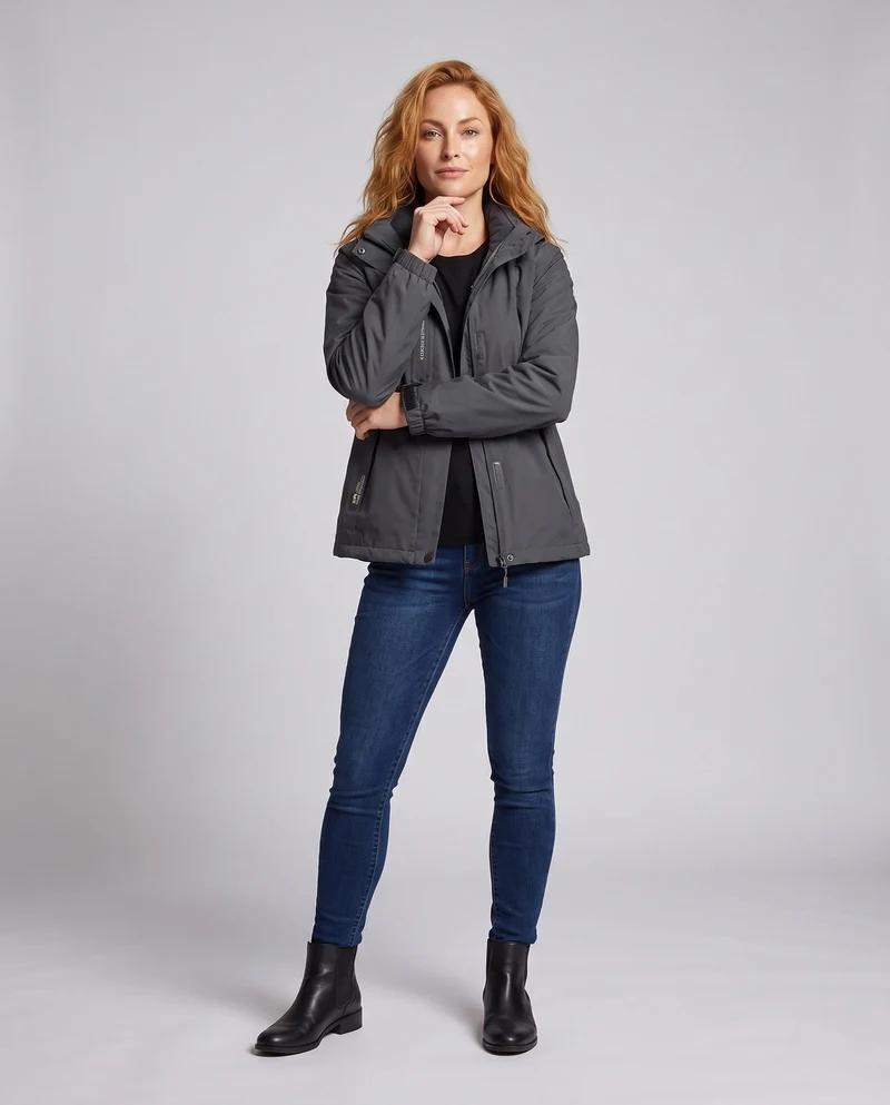 Damen wasserdichte, gepolsterte Winterjacke mit Kapuze und wärmendem Fleece-Futter Nord Taschen