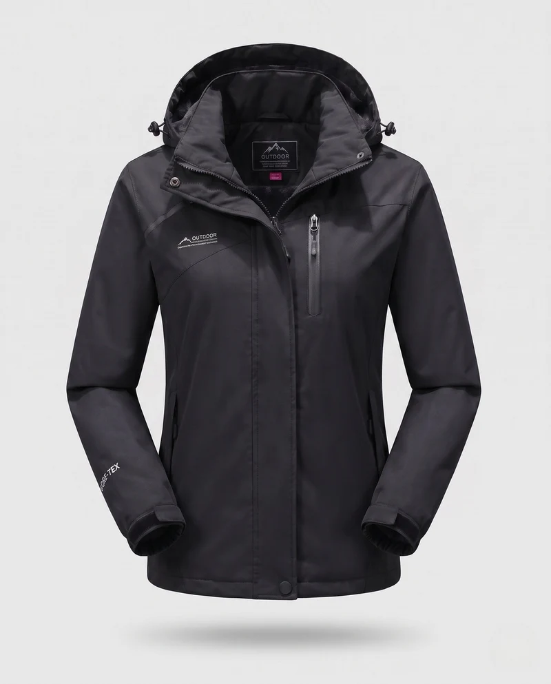 Damen wasserdichte, gepolsterte Winterjacke mit Kapuze und wärmendem Fleece-Futter Nord Taschen