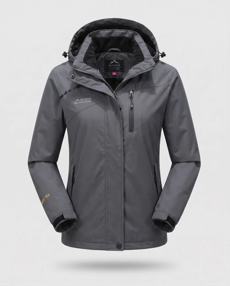 Damen wasserdichte, gepolsterte Winterjacke mit Kapuze und wärmendem Fleece-Futter Nord Taschen
