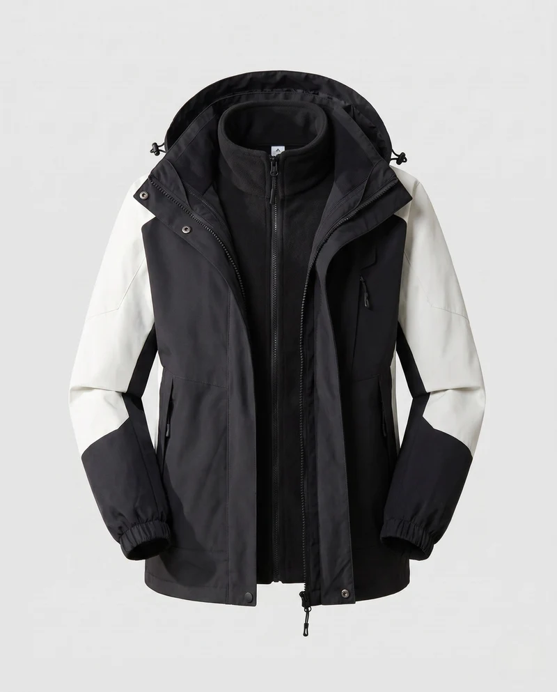 Damen wasserdichte zweilagige Outdoor-Jacke mit Kapuze, atmungsaktiver Membran und verstellbarem Saum Nord Taschen