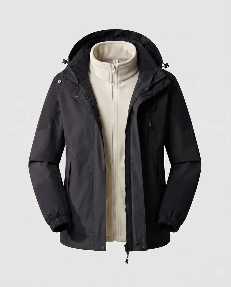 Damen wasserdichte zweilagige Outdoor-Jacke mit Kapuze, atmungsaktiver Membran und verstellbarem Saum Nord Taschen