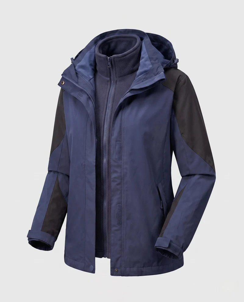 Damen Zwei-in-Eins Softshell- und Fleece-Outdoormantel mit Kapuze Nord Taschen