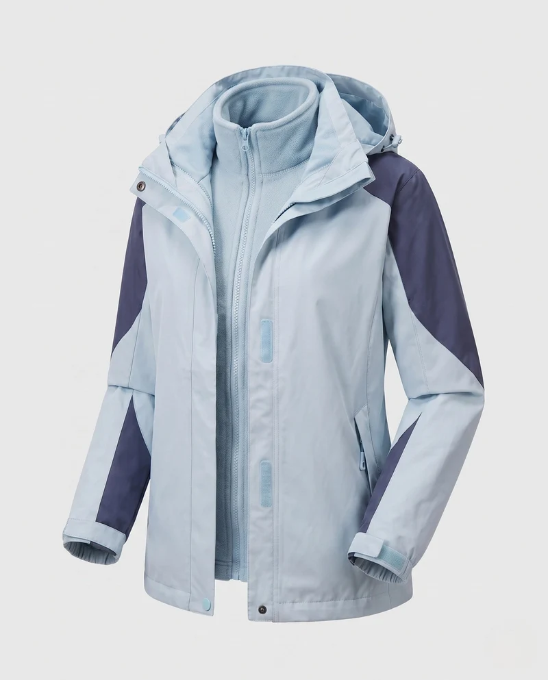 Damen Zwei-in-Eins Softshell- und Fleece-Outdoormantel mit Kapuze Nord Taschen